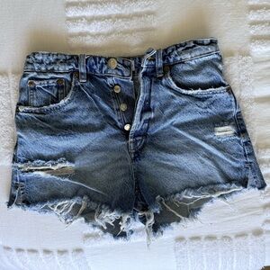Zara Distressed High-Rise Denim Shorts